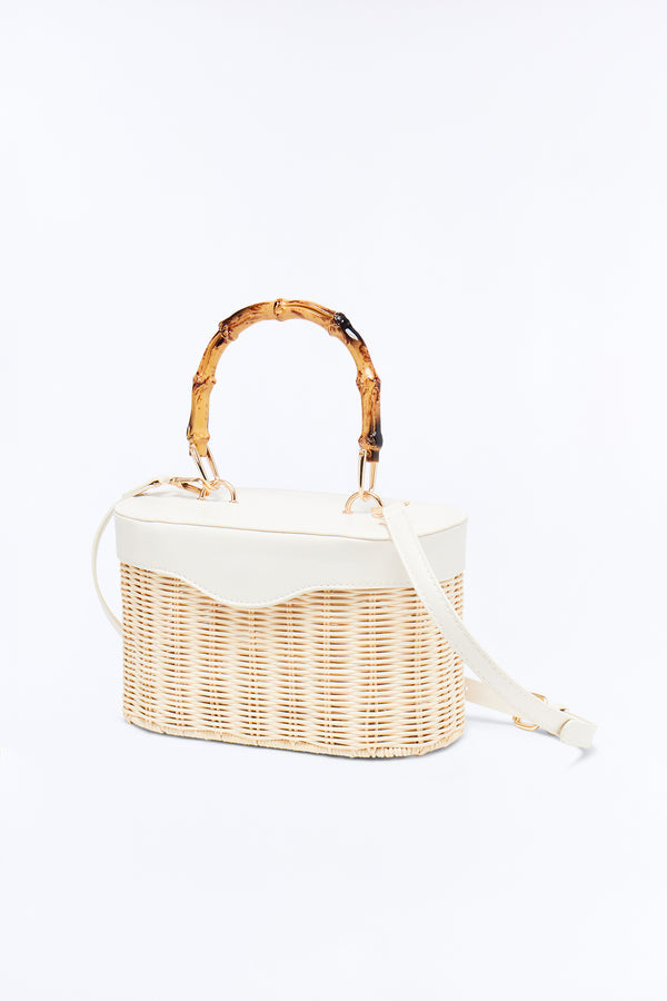 Sunhaven Straw Satchel Handbag - Natural/Combo