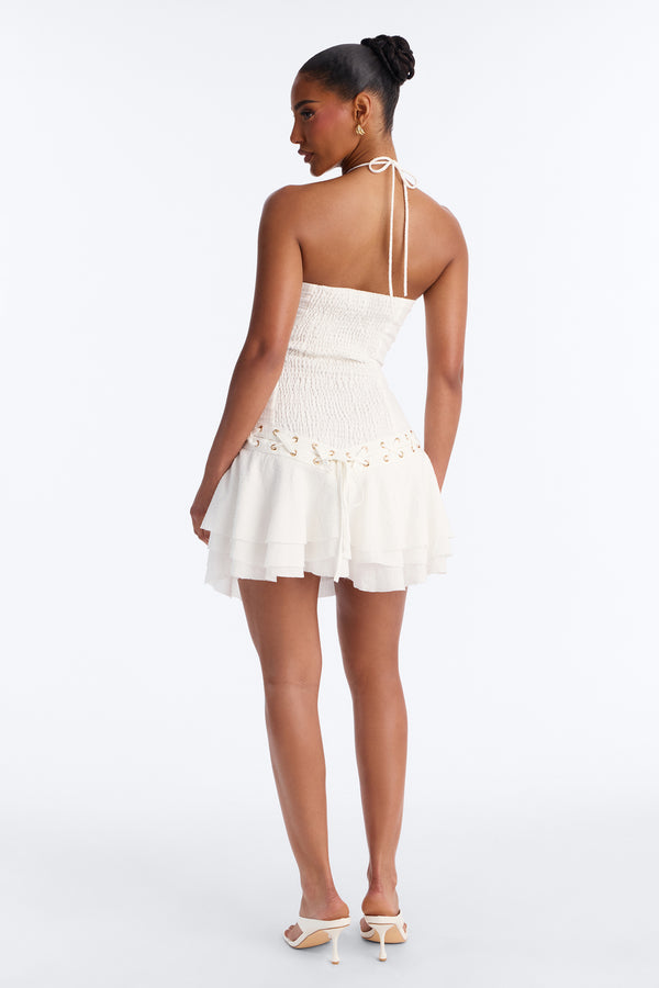 Rayna Sleeveless Textured Mini Dress - White