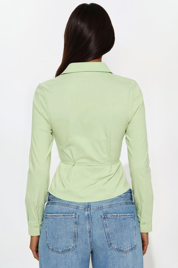 Tania Tie Waist Shirt - Sage