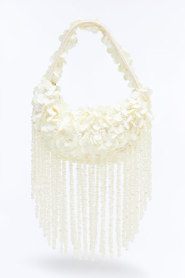 Aphrodite Vibe Beaded Satchel Bag - Ivory
