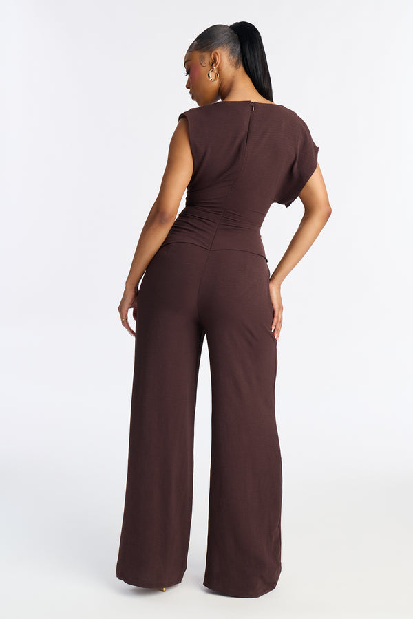 Best Influence High Neck Jumpsuit - Chocolate