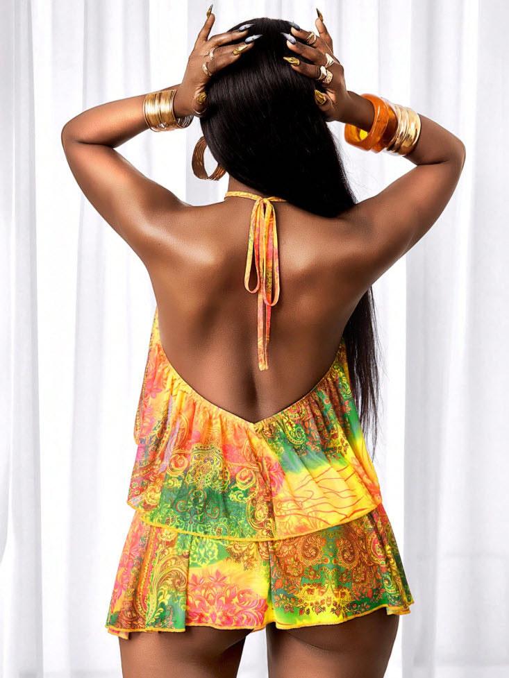 Vacation Print Jumpsuit - Multicolor