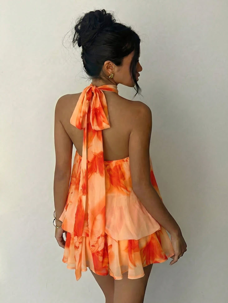 Halter Tie Mini Dress - Heatwave