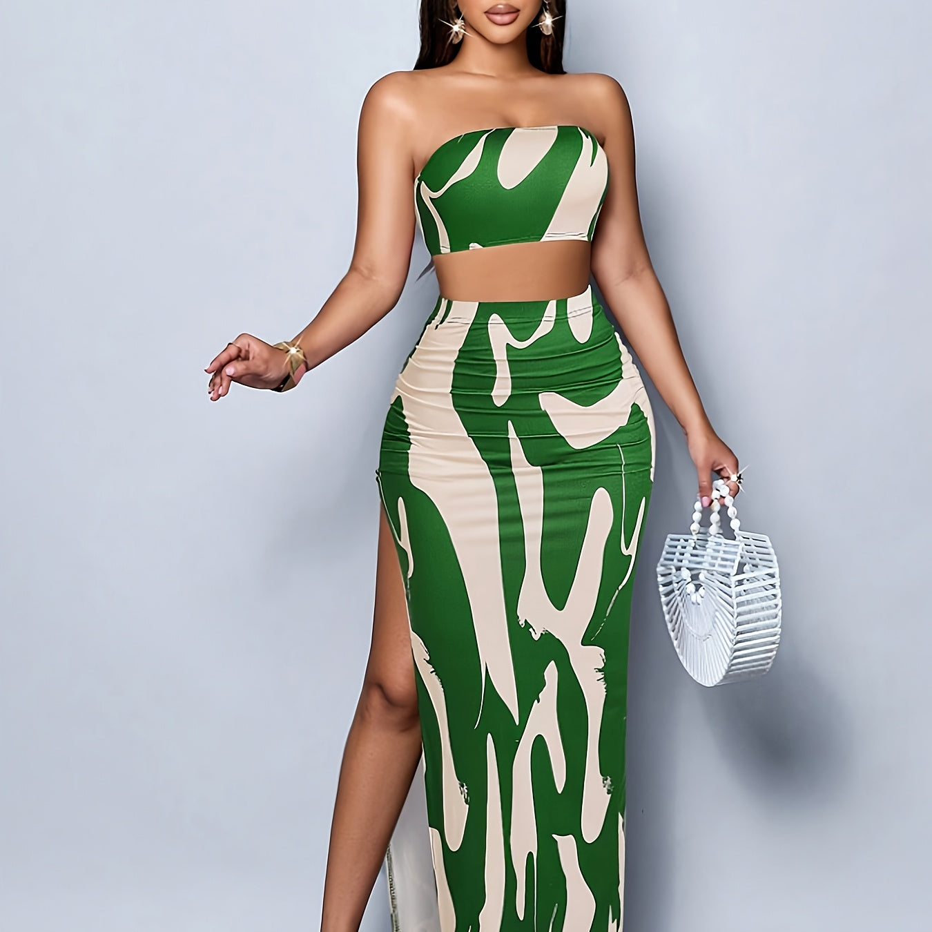 Luxury abstract-print two piece