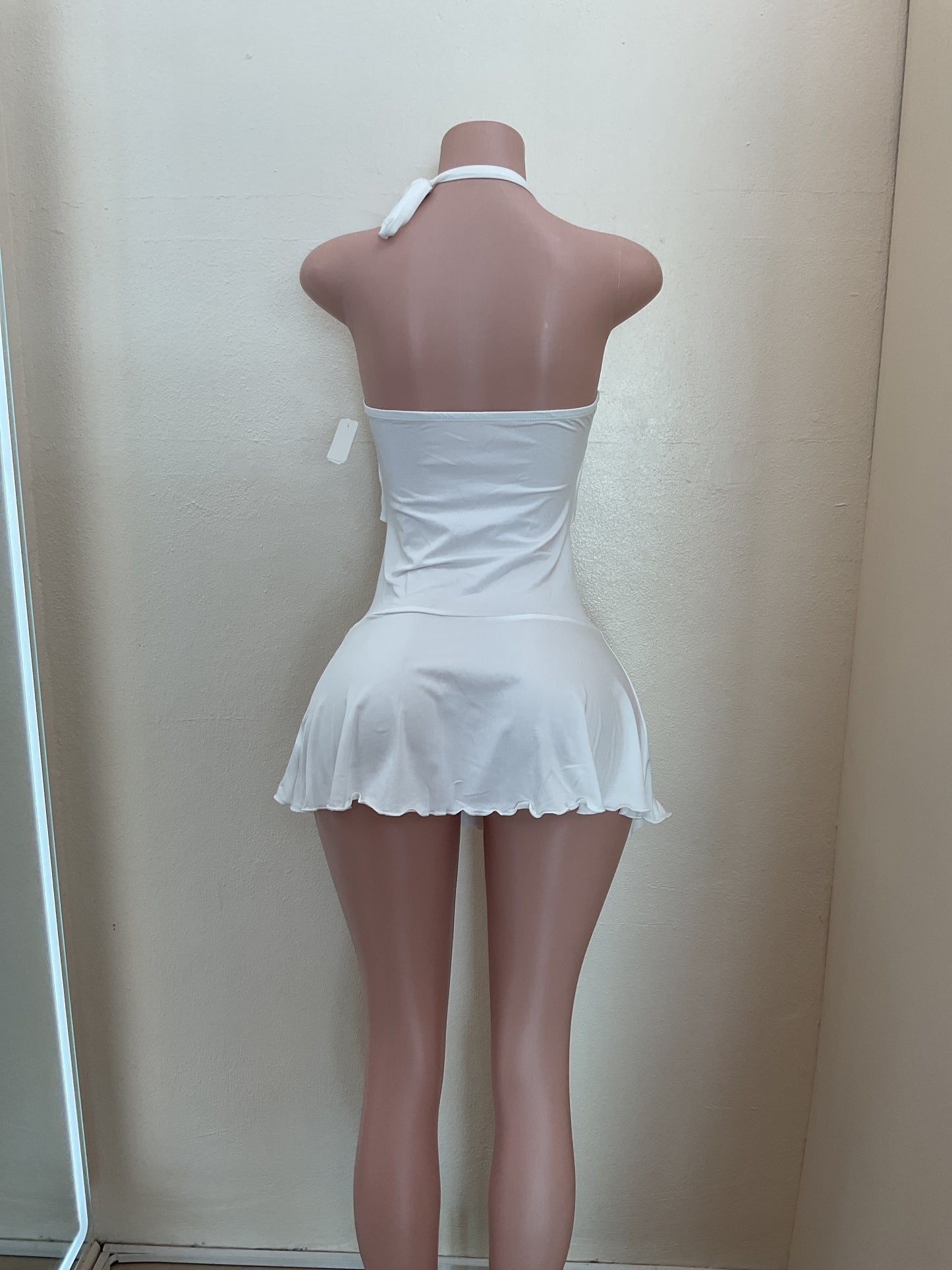 Pearl white cut-out cocktail Short Dress