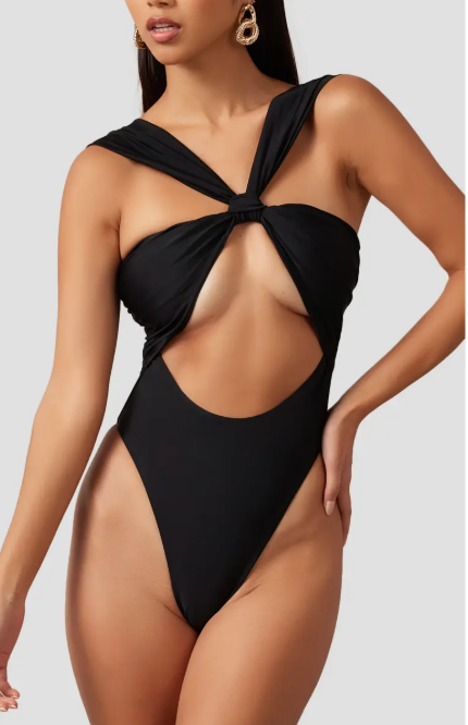 Black Cut-out One-Piece Swimsuit