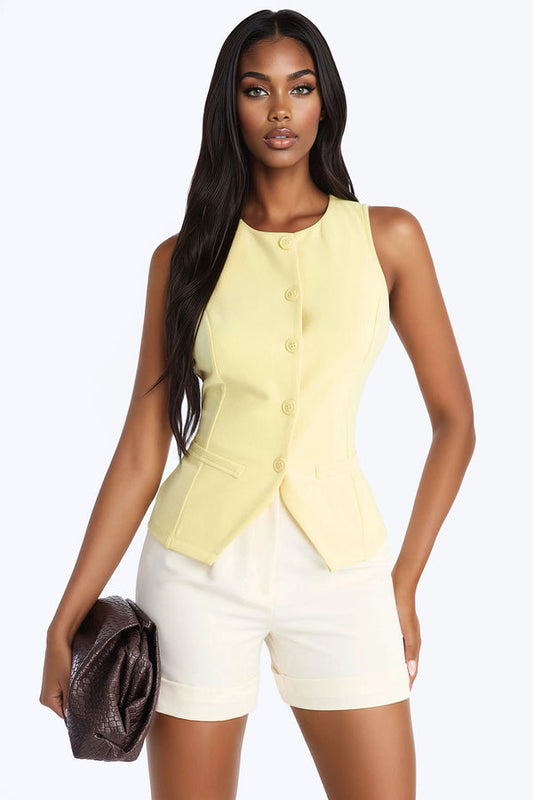 Quiet Luxury Vest Top - Butter Yellow