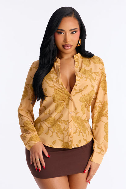 Floral Emotions Top - Taupe Combo
