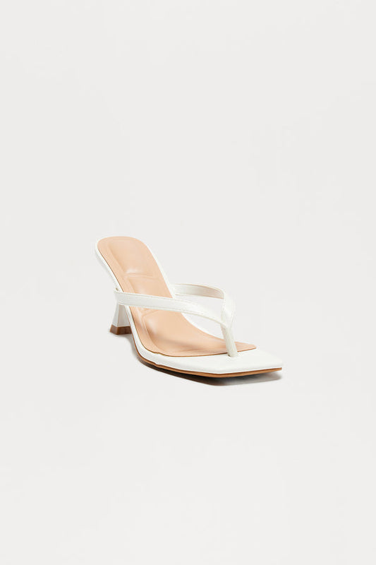 Blue Thong Mules - White