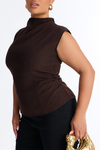 No Distractions Shoulder Pads Top - Brown