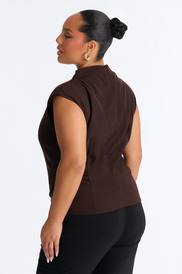 No Distractions Shoulder Pads Top - Brown