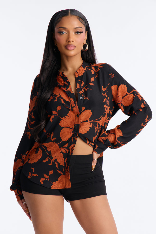 Floral Emotions Top - Black/Brown