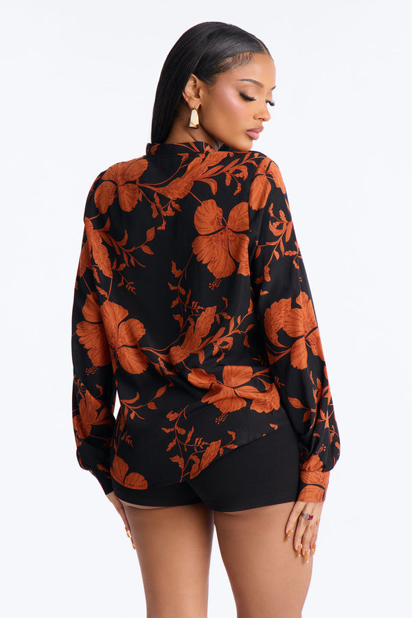 Floral Emotions Top - Black/Brown