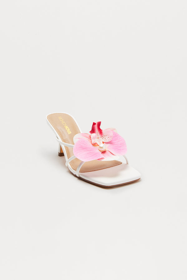 Island Sun Orchid Mules - White