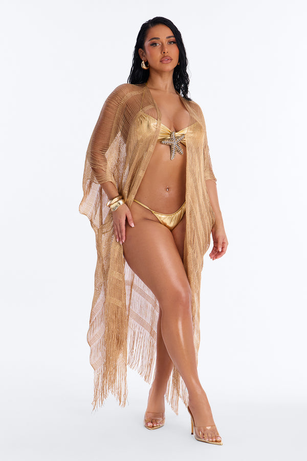 Letty Swim Cover Up Kimono - Gold