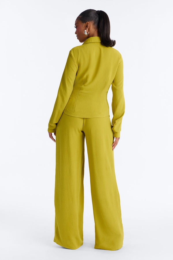 Makenzie Ruched Pant Set - Chartreuse