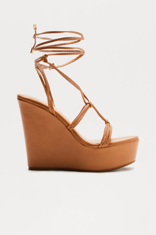 Chosen Wrap Up Platform Wedges - Tan