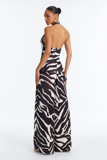 Mali Zebra Wide Leg Jumpsuit - Brown
