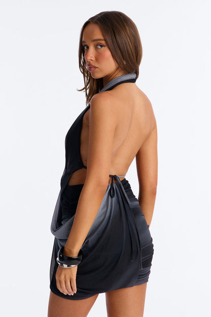 Kendra Ombre Mesh Mini Dress - Grey Combo