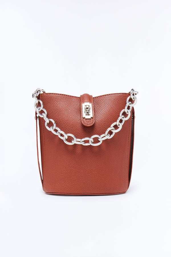 Hidden Gem Faux Leather Bag - Cognac