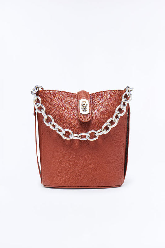 Hidden Gem Faux Leather Bag - Cognac