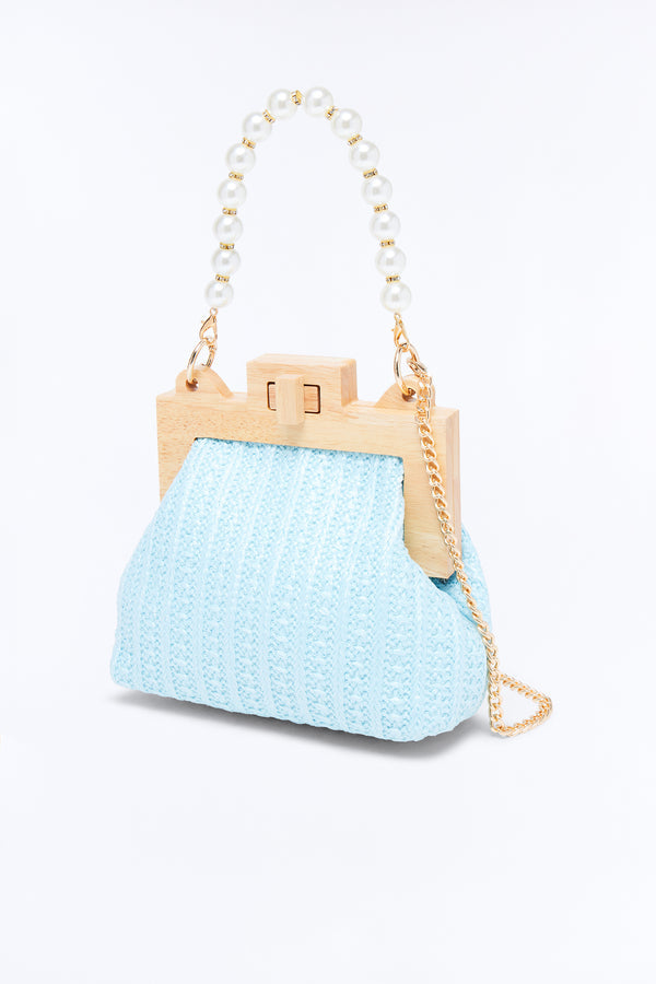 Feel The Breeze Straw Clutch - Blue