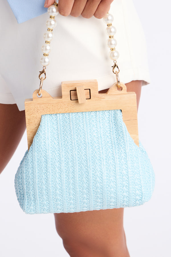 Feel The Breeze Straw Clutch - Blue