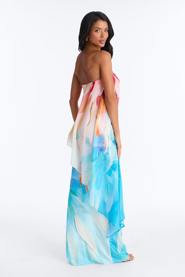 Out In Paradise Strapless Maxi Dress - Turquoise Combo