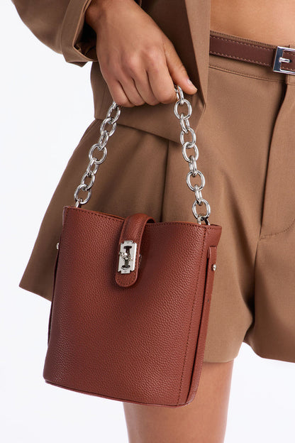 Hidden Gem Faux Leather Bag - Cognac