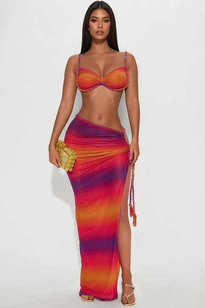 Aurora Lights Maxi Skirt Set - Orange Combo