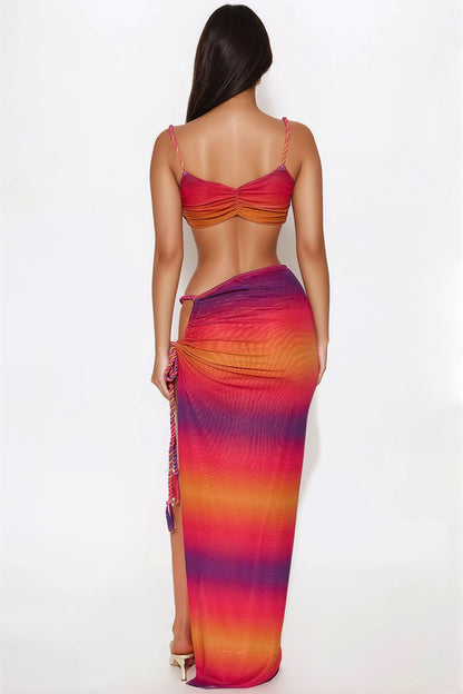 Aurora Lights Maxi Skirt Set - Orange Combo