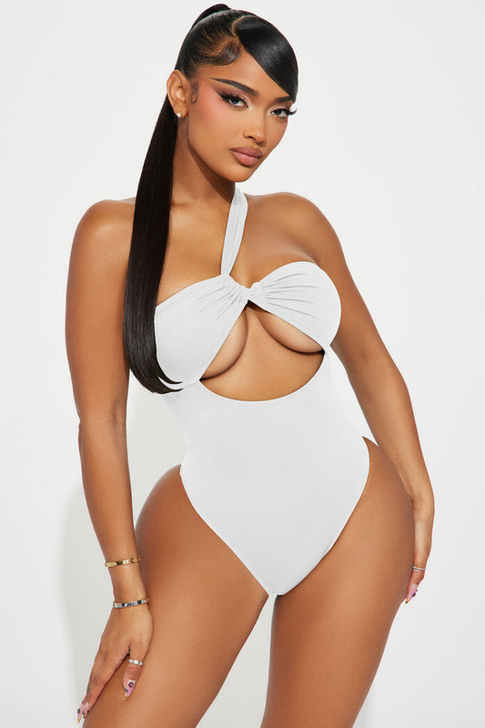 Ready For The Summer Cutout 1 Piece Swimsuit - White