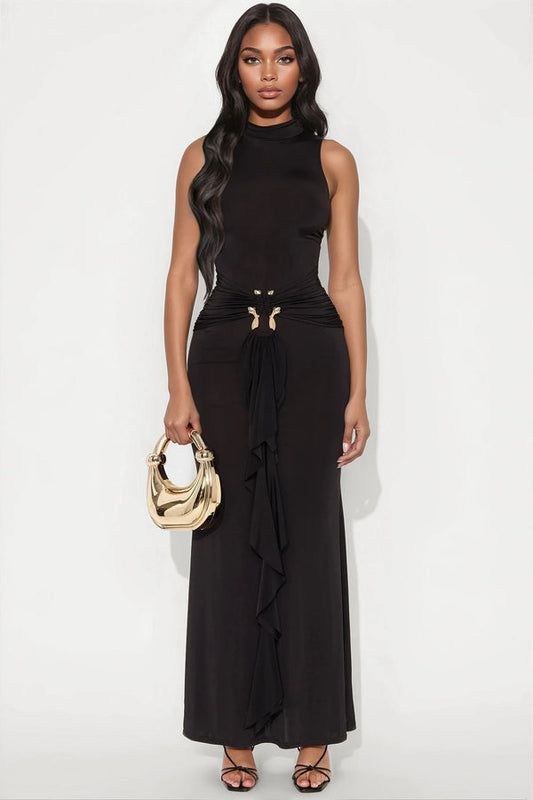In The Moment Sleeveless Maxi Dress - Black