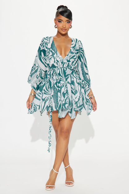 Nanami Mini Dress - Teal/Combo