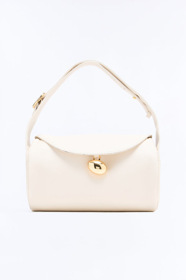 Minimal Talk Faux Leather Shoulder Bag - Ivory