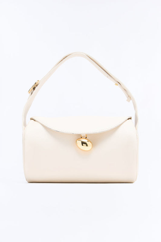 Minimal Talk Faux Leather Shoulder Bag - Ivory