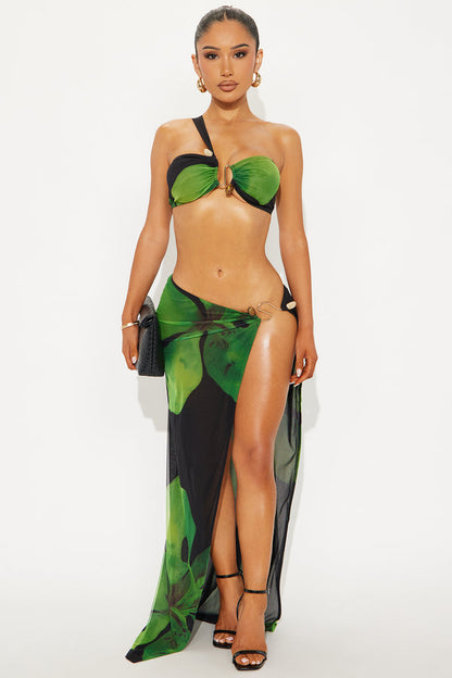 Tahiti Vacation Mesh Maxi Skirt Set - Green Combo