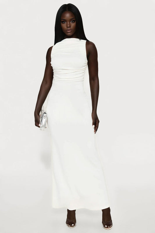 Ashlee Backless Maxi Dress White