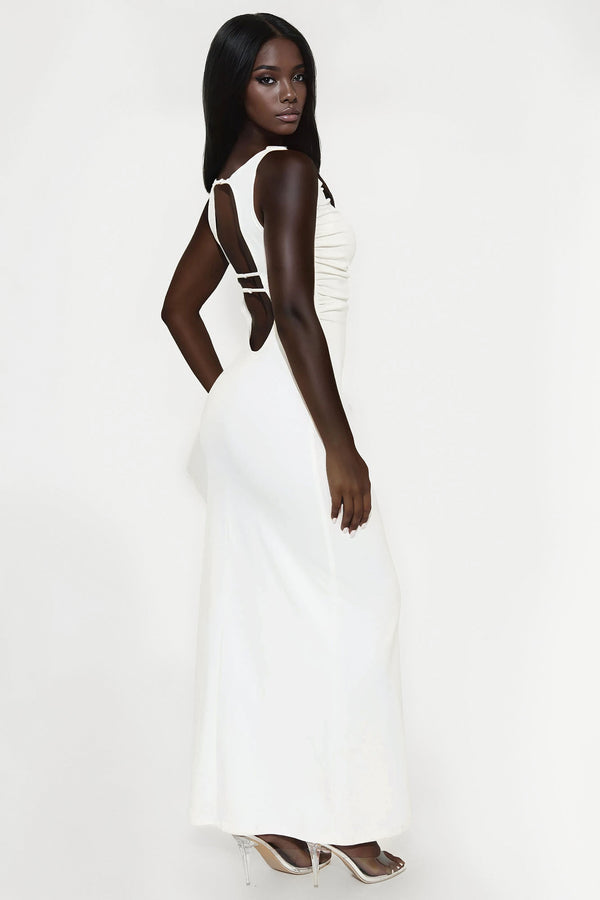 Ashlee Backless Maxi Dress White