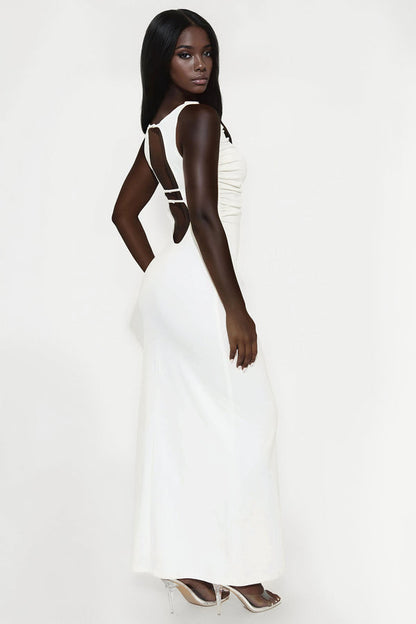 Ashlee Backless Maxi Dress White