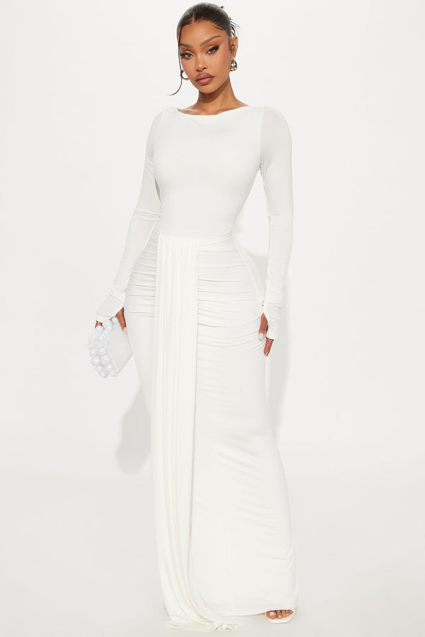 Eloise Boat Neck Maxi Dress White
