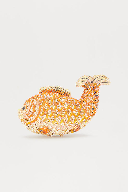 Crystal Koi Fish Statement Clutch - Orange/Combo