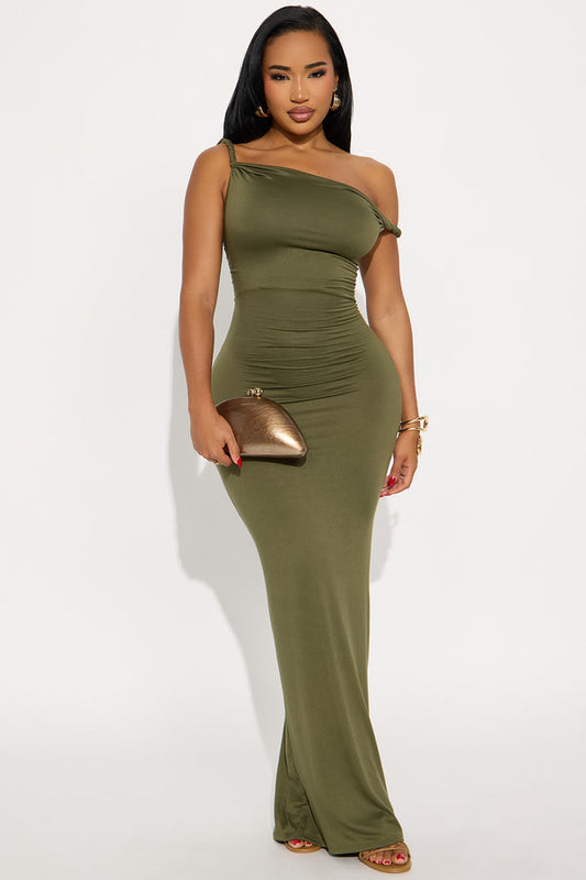 Cassie Off Shoulder Maxi Dress - Olive