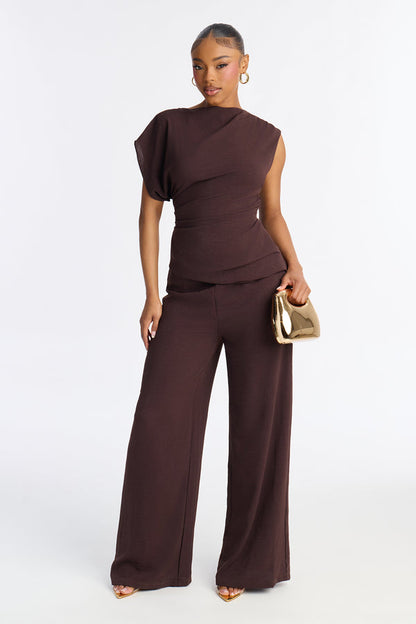Best Influence High Neck Jumpsuit - Chocolate