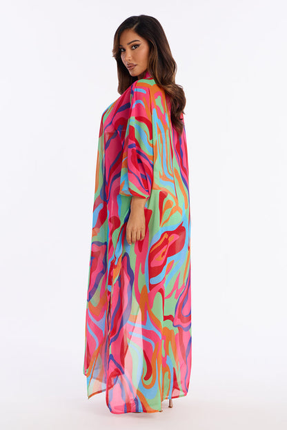 Kairi Cover Up Maxi Kaftan Dress - Multi