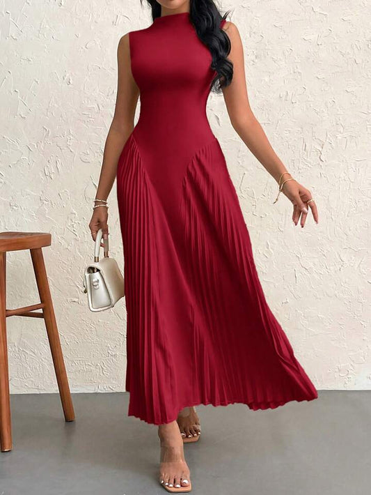 Firerie Woman Elegant Pleated Bodycon Maxi Dress