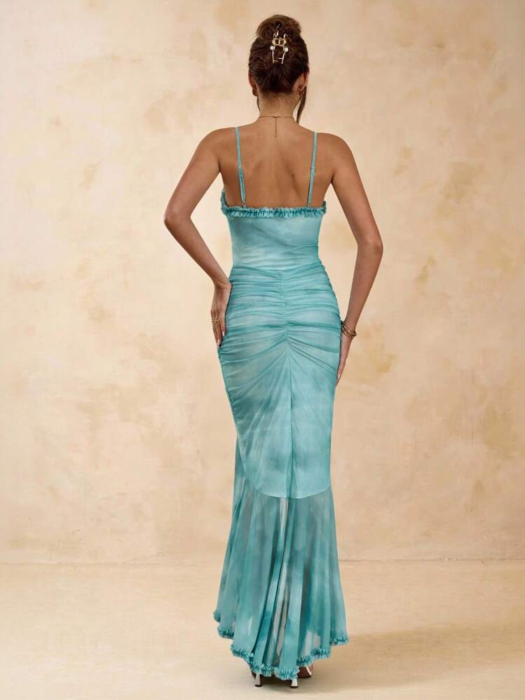 Blue High Slit Maxi Dress