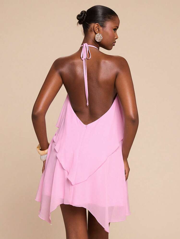 Pink Ruffle Mini Dress