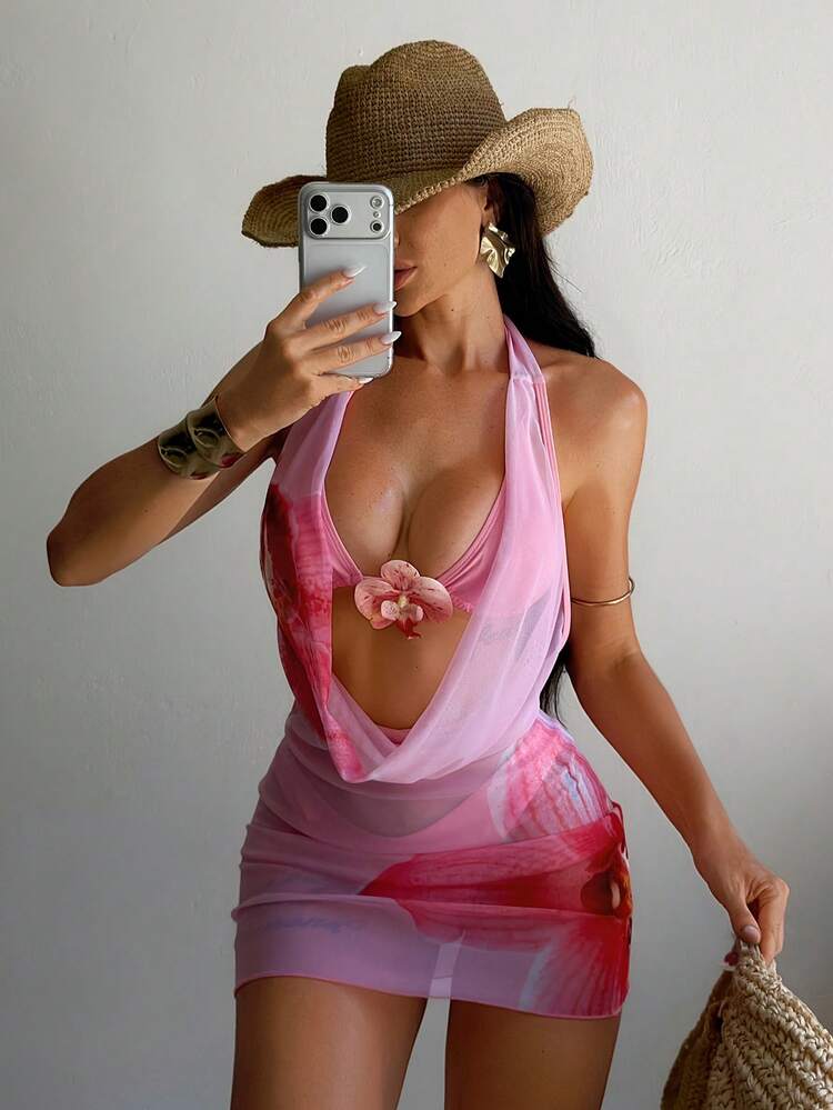 Orchid Escape 3-Piece Bikini Set - Pink