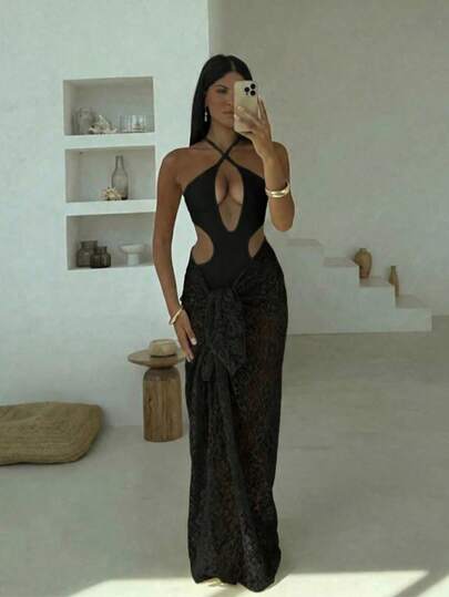 Black Cutout One Piece Swimsuit